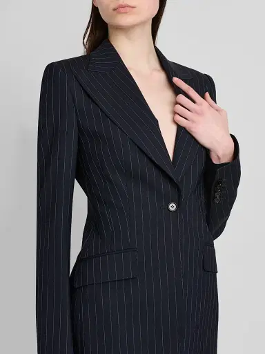 Dolce & Gabbana Women's Pinstriped Stretch Virgin-Wool Single-Breasted Blazer | Thumbnail 5 Dolce & Gabbana Women's Pinstriped Stretch Virgin-Wool Single-Breasted Blazer | Thumbnail 5