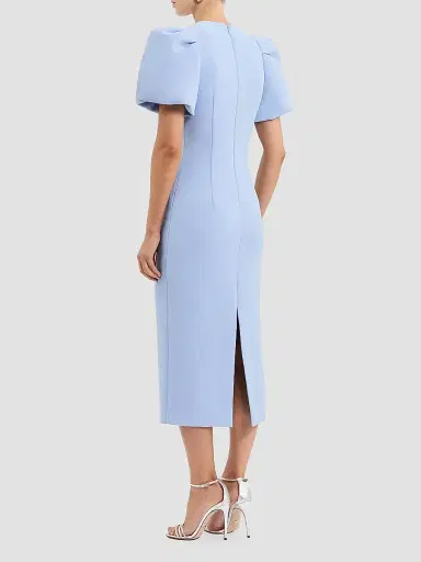 Rebecca Vallance Women's Aylin Embroidered Puff-Sleeve Midi-Dress - Blue - Size 14 | Thumbnail 3
