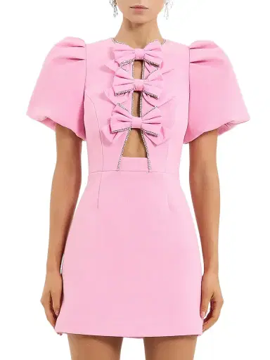 Rebecca Vallance Women's Precious Bow Minidress - Pink - Size 14 | Thumbnail 1 Rebecca Vallance Women's Precious Bow Minidress - Pink - Size 14 | Thumbnail 1