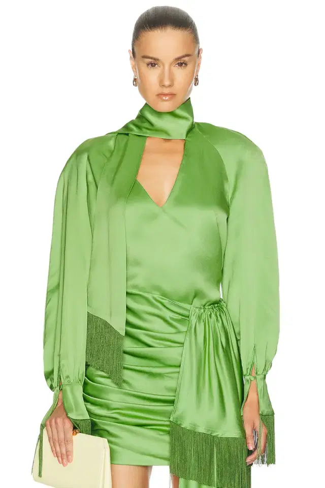 Rowen Rose Long Sleeve Fringe Top