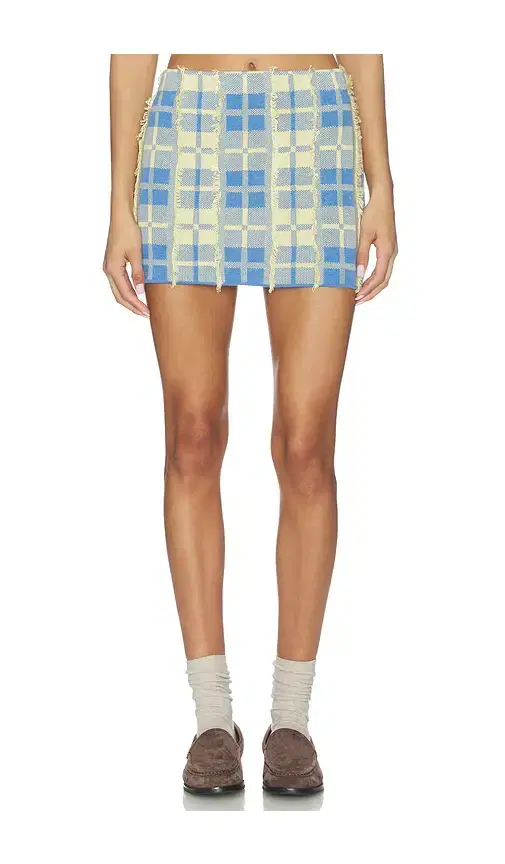 Fringe Plaid Mini Skirt