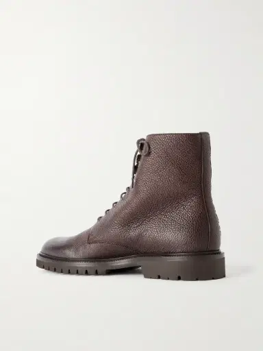 Brunello Cucinelli Shearling-Lined Full-Grain Leather Lace-Up Boots - Men | Thumbnail 4