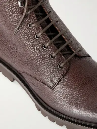 Brunello Cucinelli Shearling-Lined Full-Grain Leather Lace-Up Boots - Men | Thumbnail 5