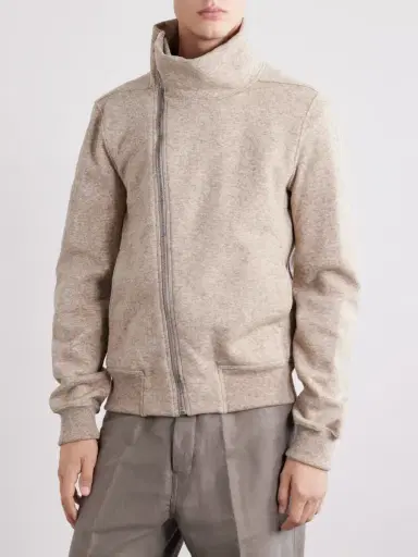Rick Owens Bauhaus Wool and Cotton-Blend Zip-Up Sweater - Men | Thumbnail 3