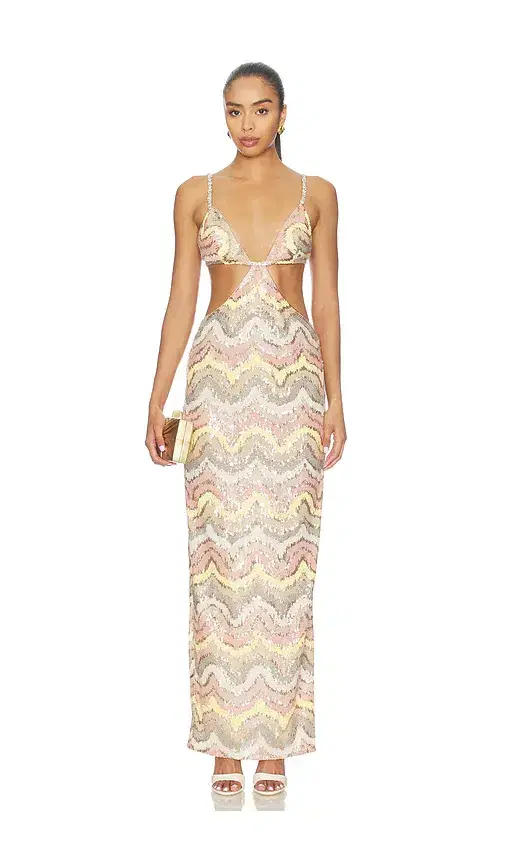 Bronx and Banco Sonia Sequin Cutout Maxi Dress