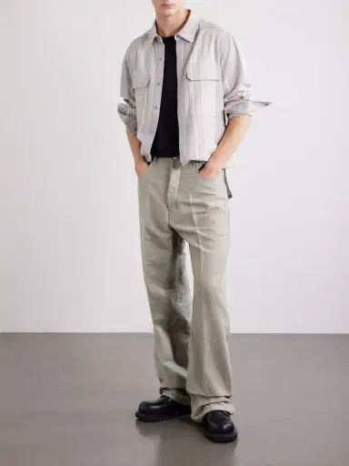 Rick Owens Geth Straight-Leg Ramie and Cotton-Blend Gabardine Trousers - Men | Thumbnail 2 Rick Owens Geth Straight-Leg Ramie and Cotton-Blend Gabardine Trousers - Men | Thumbnail 2