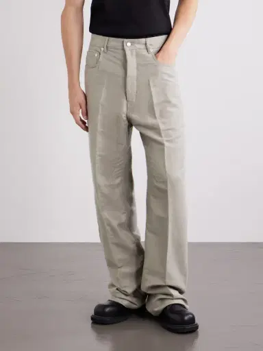 Rick Owens Geth Straight-Leg Ramie and Cotton-Blend Gabardine Trousers - Men | Thumbnail 3 Rick Owens Geth Straight-Leg Ramie and Cotton-Blend Gabardine Trousers - Men | Thumbnail 3