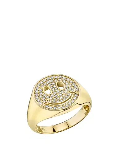 Sydney Evan 14k Diamond Happy Face Ring, Size | Thumbnail 1