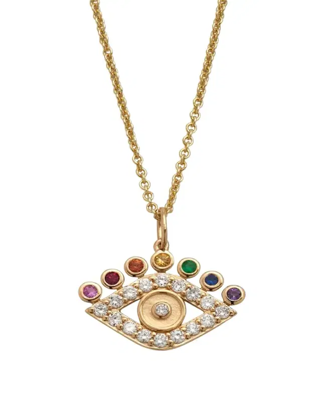 Sydney Evan 14k Yellow Gold Evil Eye Petals Charm Necklace