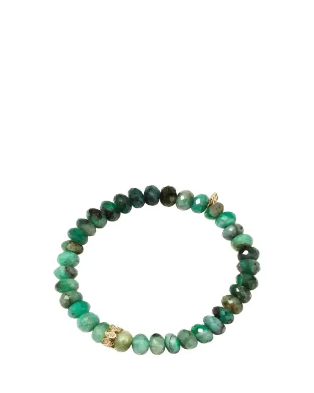 Sydney Evan 8mm Natural Emerald Bracelet with Marquise Evil Eye Rondelle