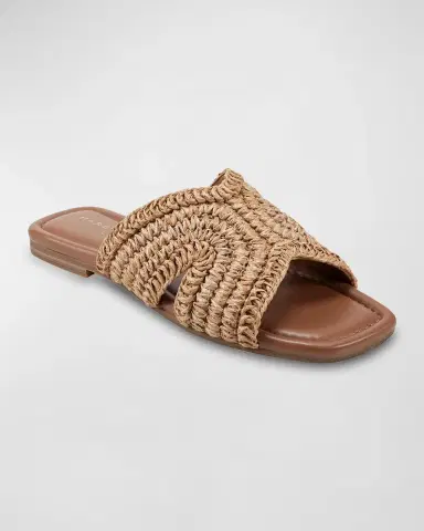 Marc Fisher LTD Narda Woven Raffia Flat Slide Sandals | Thumbnail 2