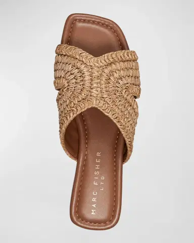 Marc Fisher LTD Narda Woven Raffia Flat Slide Sandals | Thumbnail 4