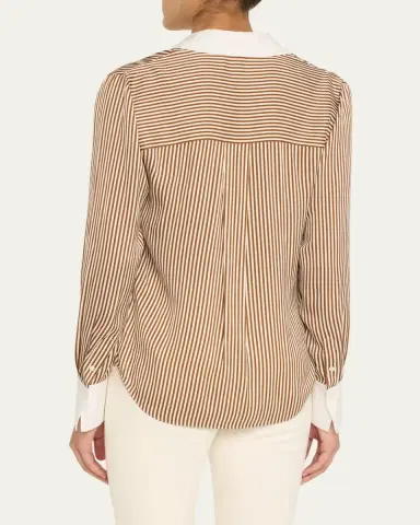 Veronica Beard Amelia Stripe Button-Front Shirt | Thumbnail 3