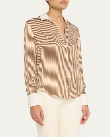 Veronica Beard Amelia Stripe Button-Front Shirt | Thumbnail 4