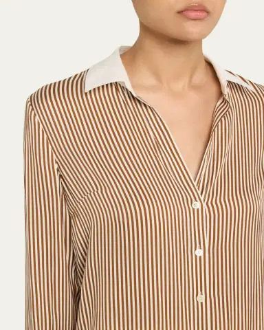 Veronica Beard Amelia Stripe Button-Front Shirt | Thumbnail 5