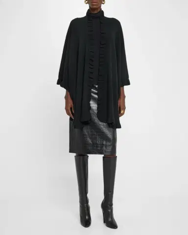 Sofia Cashmere Ruffle-Trim Cashmere Cape | Thumbnail 2 Sofia Cashmere Ruffle-Trim Cashmere Cape | Thumbnail 2