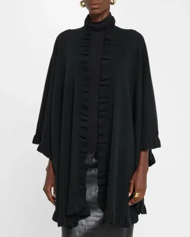 Sofia Cashmere Ruffle-Trim Cashmere Cape | Thumbnail 4 Sofia Cashmere Ruffle-Trim Cashmere Cape | Thumbnail 4