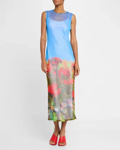 Wynn Hamlyn Printed Mesh Maxi Dress | Thumbnail 2