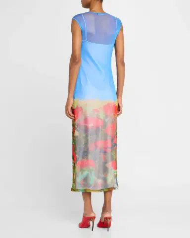 Wynn Hamlyn Printed Mesh Maxi Dress | Thumbnail 3