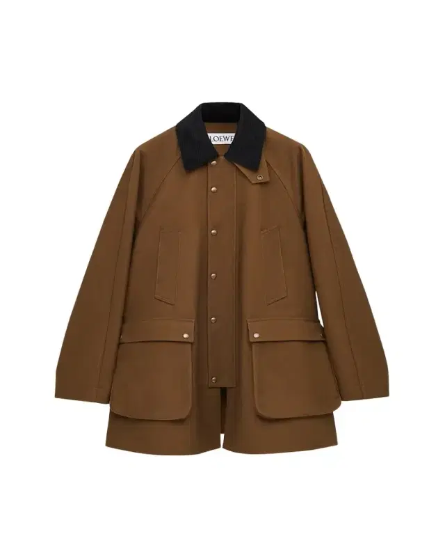 LOEWE Men's Canvas Corduroy Collar Trapeze Chore Jacket