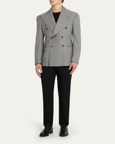Giuliva Heritage Men's Stefano Glen Plaid Wool Double-Breasted Blazer | Thumbnail 2