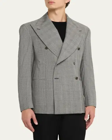Giuliva Heritage Men's Stefano Glen Plaid Wool Double-Breasted Blazer | Thumbnail 4