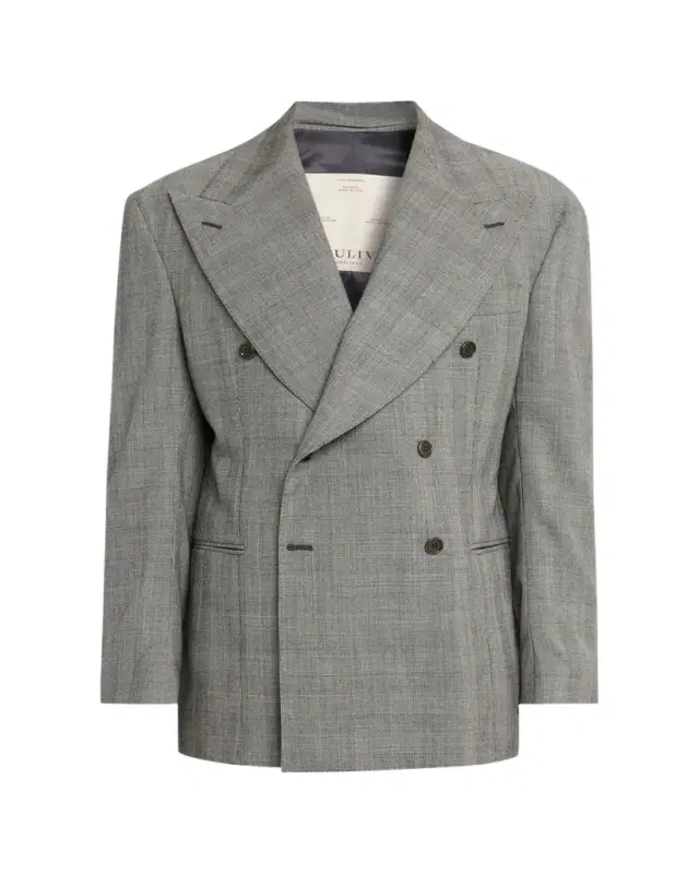 Giuliva Heritage Men's Stefano Glen Plaid Wool Double-Breasted Blazer