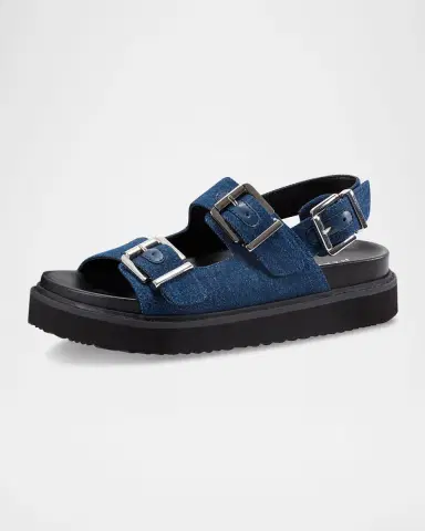 Marc Fisher LTD Agenda Denim Dual-Buckle Slingback Sandals | Thumbnail 3 Marc Fisher LTD Agenda Denim Dual-Buckle Slingback Sandals | Thumbnail 3