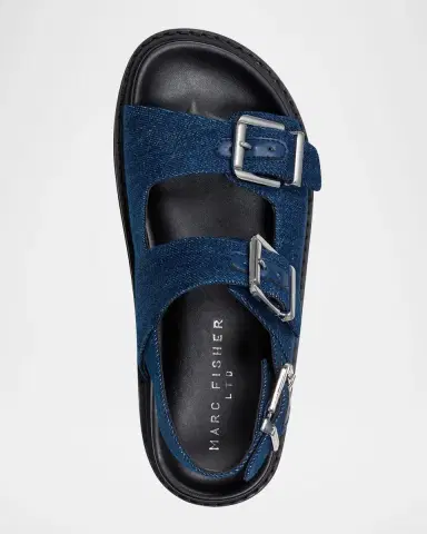 Marc Fisher LTD Agenda Denim Dual-Buckle Slingback Sandals | Thumbnail 4 Marc Fisher LTD Agenda Denim Dual-Buckle Slingback Sandals | Thumbnail 4