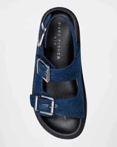 Marc Fisher LTD Agenda Denim Dual-Buckle Slingback Sandals | Thumbnail 5 Marc Fisher LTD Agenda Denim Dual-Buckle Slingback Sandals | Thumbnail 5