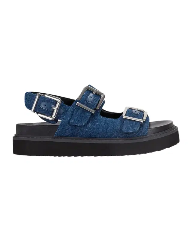 Marc Fisher LTD Agenda Denim Dual-Buckle Slingback Sandals