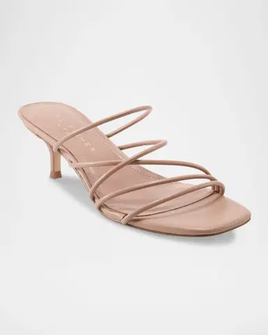 Marc Fisher LTD Banna Strappy Leather Kitten Slide Sandals | Thumbnail 2