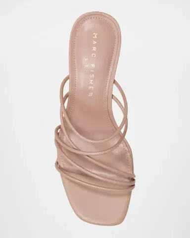 Marc Fisher LTD Banna Strappy Leather Kitten Slide Sandals | Thumbnail 5