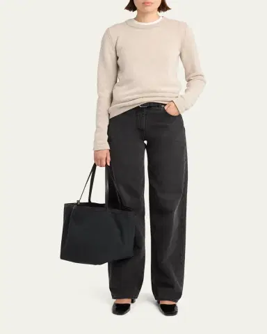 The Row Park Leather-Trim Reversible Tote Bag in Cotton Twill | Thumbnail 3 The Row Park Leather-Trim Reversible Tote Bag in Cotton Twill | Thumbnail 3