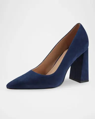 Marc Fisher LTD Minny Suede Snip Toe Block-Heel Pumps | Thumbnail 3