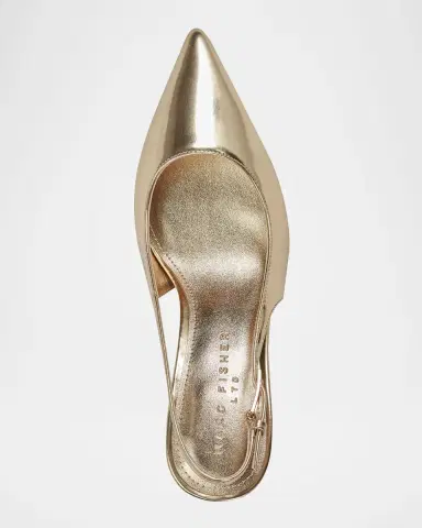 Marc Fisher LTD Dorie Metallic Leather Slingback Pumps | Thumbnail 4