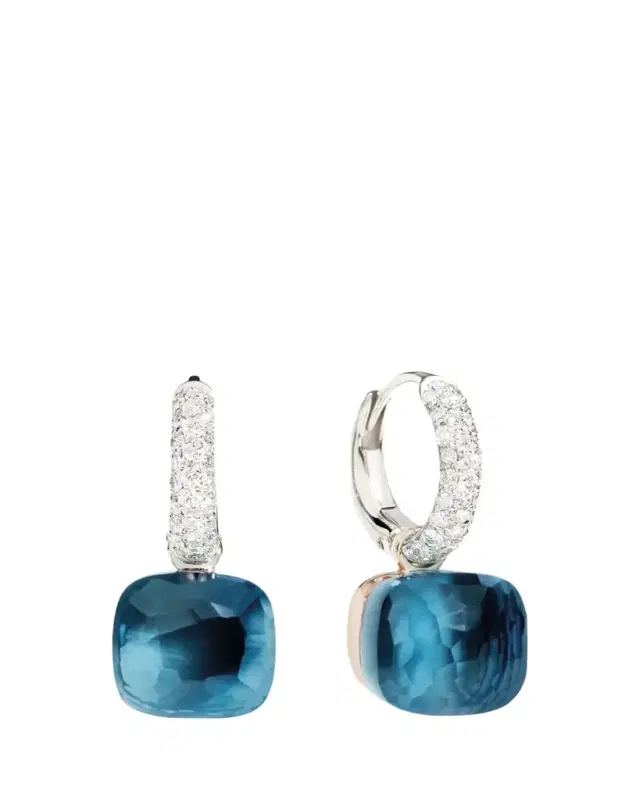 Pomellato Nudo 18K London Blue Topaz Earrings with Diamonds