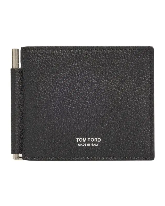 TOM FORD Men 's T-Line Leather Money Clip Wallet