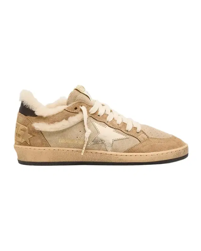 Golden Goose Ball Star Shearling-Lined Suede Low-Top Sneakers
