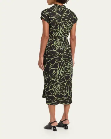 Dries Van Noten Dilian Floral Jacquard Draped Wrap Midi Dress | Thumbnail 3 Dries Van Noten Dilian Floral Jacquard Draped Wrap Midi Dress | Thumbnail 3