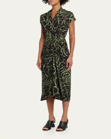 Dries Van Noten Dilian Floral Jacquard Draped Wrap Midi Dress | Thumbnail 4 Dries Van Noten Dilian Floral Jacquard Draped Wrap Midi Dress | Thumbnail 4
