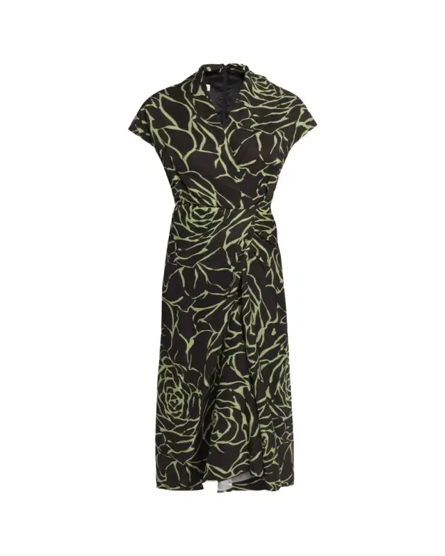 Dries Van Noten Dilian Floral Jacquard Draped Wrap Midi Dress