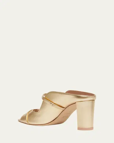 Malone Souliers Norah Metallic Leather Two-Band Block Heel Sandals | Thumbnail 2