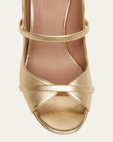 Malone Souliers Norah Metallic Leather Two-Band Block Heel Sandals | Thumbnail 3