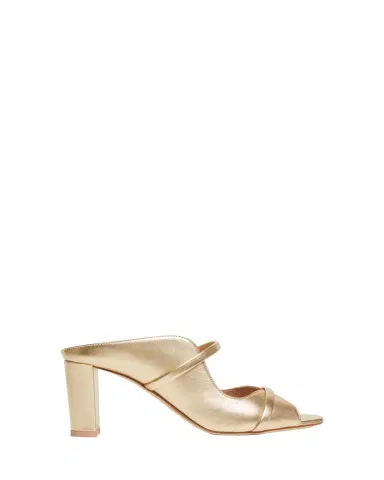Malone Souliers Norah Metallic Leather Two-Band Block Heel Sandals | Thumbnail 1