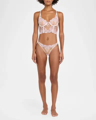 Kiki de Montparnasse Juliette Longline Floral Lace Bra | Thumbnail 2