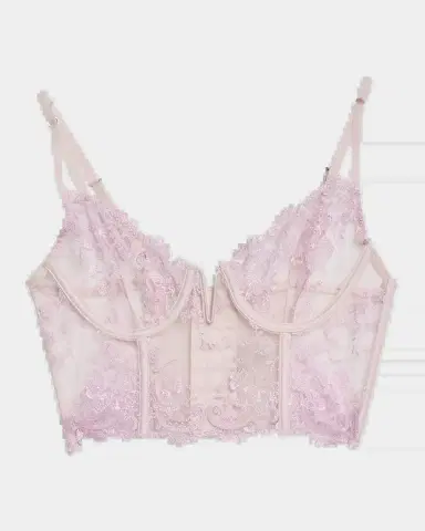 Kiki de Montparnasse Juliette Longline Floral Lace Bra | Thumbnail 4