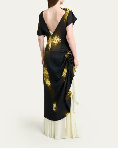 Proenza Schouler Antonella Blur Floral Draped High-Low Dress | Thumbnail 3 Proenza Schouler Antonella Blur Floral Draped High-Low Dress | Thumbnail 3