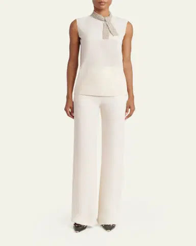 Valentino Garavani Silk Tie Neck Sleeveless Blouse | Thumbnail 2