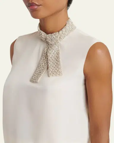 Valentino Garavani Silk Tie Neck Sleeveless Blouse | Thumbnail 5